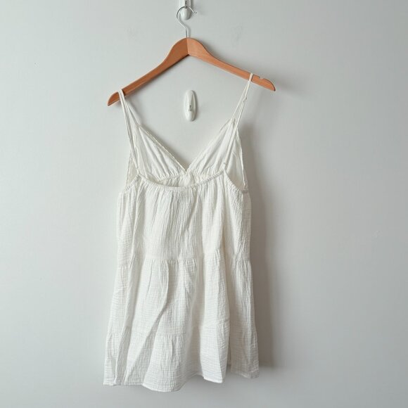 Zara Gauze Crinkle Spaghetti Strap Mini Dress White NWOT Size Medium - Picture 4 of 7